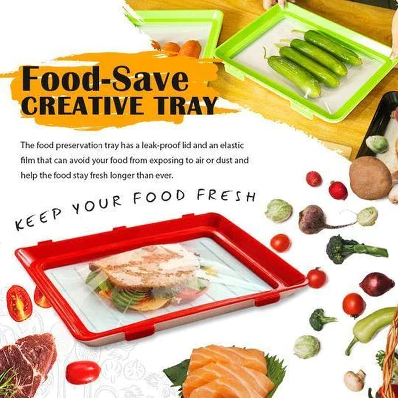 Food Preservation Tray BPA Free Reusable Stackable Food Tray Safety Plastic Food Refrigerator Storage Tray Keep Food Fresh Tray