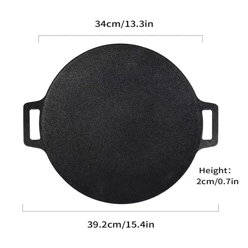 Korean BBQ Grill Pan round Griddle Pan for Gas Open Fire Camping Home Outdoor Stoves Circular Multiple Sizes Black
