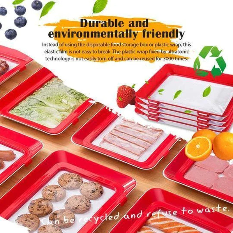 Food Preservation Tray BPA Free Reusable Stackable Food Tray Safety Plastic Food Refrigerator Storage Tray Keep Food Fresh Tray