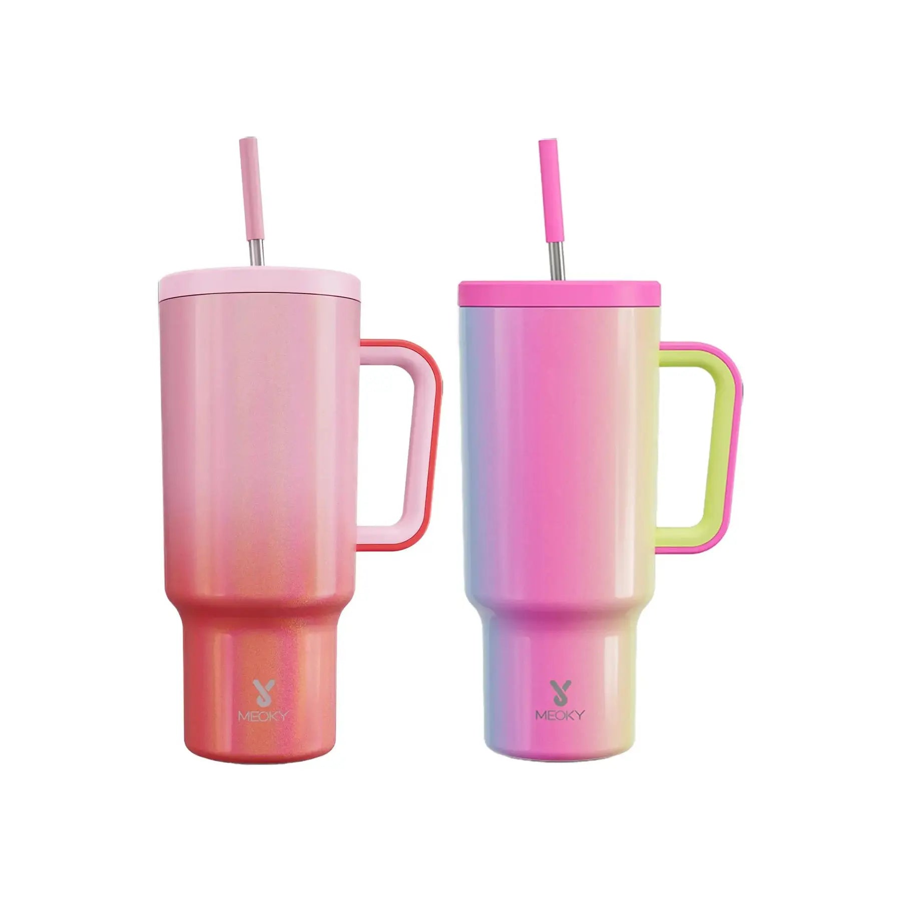Portable Spring Tumbler Cups, 1 Piece Food Grade Meoky Cup, 40Oz Tumbler with Handle, Reusable Vacuum Tumbler Cups, Insulated Tumbler with Lid and Straws, Leak Resistant Lid Water Bottle, 40 Ounce Tumbler, Insulated Cup