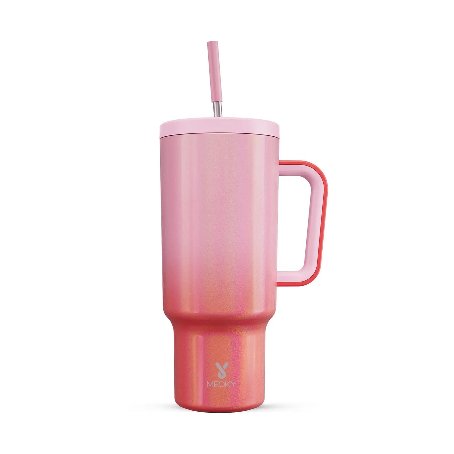 Portable Spring Tumbler Cups, 1 Piece Food Grade Meoky Cup, 40Oz Tumbler with Handle, Reusable Vacuum Tumbler Cups, Insulated Tumbler with Lid and Straws, Leak Resistant Lid Water Bottle, 40 Ounce Tumbler, Insulated Cup